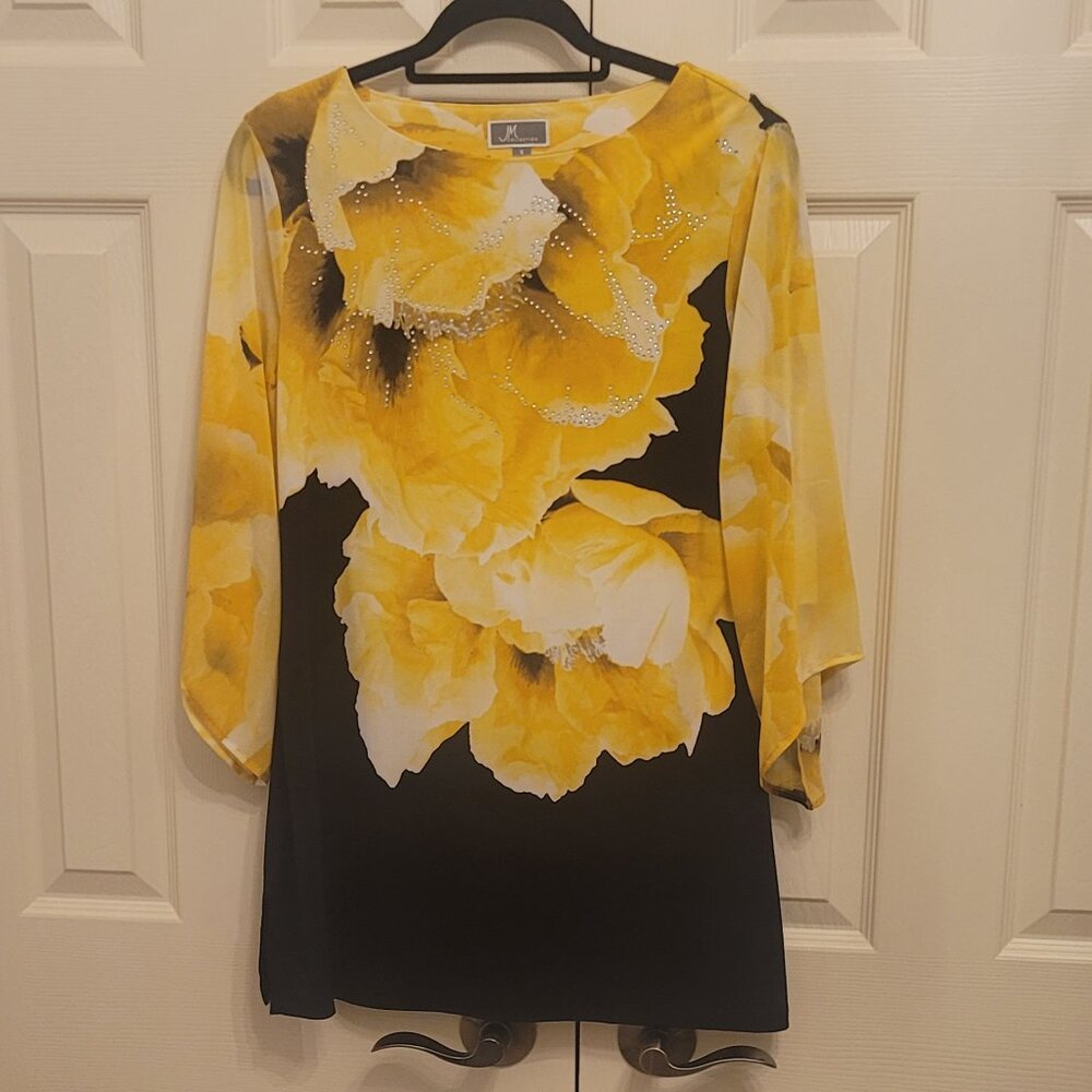 JM Collection Size S Yellow and Black with Rhinestones